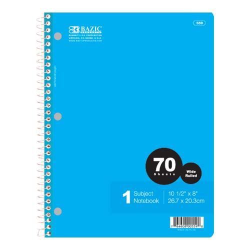 W/R 70 Ct. 1-Subject Spiral Notebook Case Pack 24