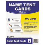 Tent Cards, White, 2 1/2 x 8 1/2, 2 Card/Sheet, 50 Sheets/Box