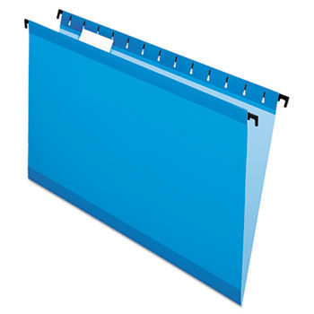 Poly Laminate Hanging Folders, Legal, 1/5 Tab, Blue, 20/Box