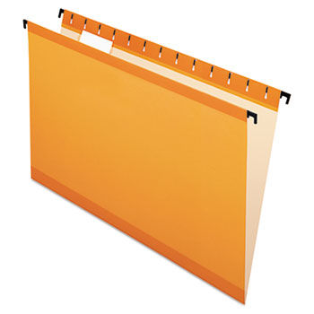 Poly Laminate Hanging Folders, Legal, 1/5 Tab, Orange 20/Box