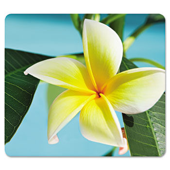 Recycled Mouse Pad, Nonskid Base, 7-1/2 x 9, Yellow Flowers