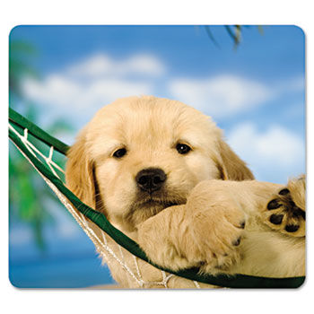 Recycled Mouse Pad, Nonskid Base, 7-1/2 x 9, Puppy in Hammock