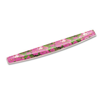 Photo Gel Keyboard Wrist Rest w/Microban Protection, 19 1/3"" x 19"", Pink Flowers