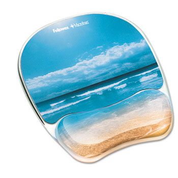 Gel Mouse Pad w/Wrist Rest, Photo, 9 1/4"" x 7 1/3"", Sandy Beach