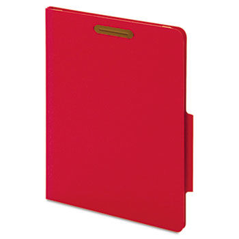 40 Pt. Classification Folders, 2"" Fasteners, 2/5 Tab, Letter, Red, 10/BX