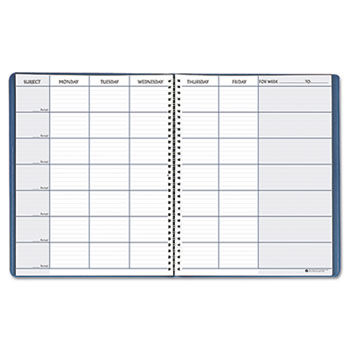 Teacher's Planner, Embossed Simulated Leather Cover, 11 x 8-1/2, Blue