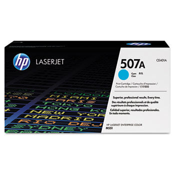 CE401A (HP 507A) Toner, 6,000 Page Yield, Cyan
