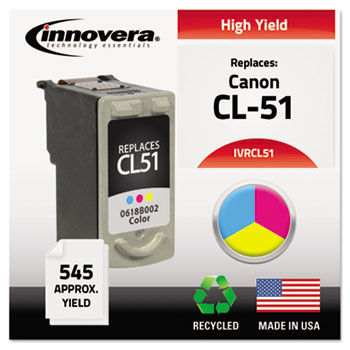 Remanufactured 0618B002 (CL51) Ink, 545 Yield, Tri-Color