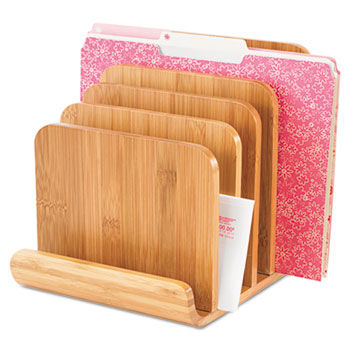 Bamboo Wood Organizer, Five Sections, 8 x 10 x 9, Natural
