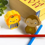 [Lion & Monkey] - Card Holder / Wooden Clips / Wooden Clamps / Animal Clips