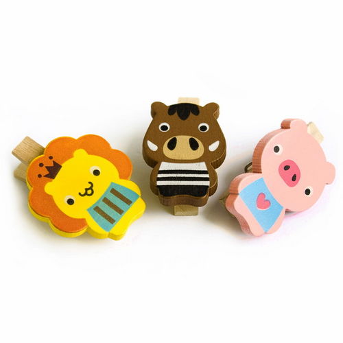[Smile Animals-A] - Wooden Clips / Wooden Clamps / Mini Clips