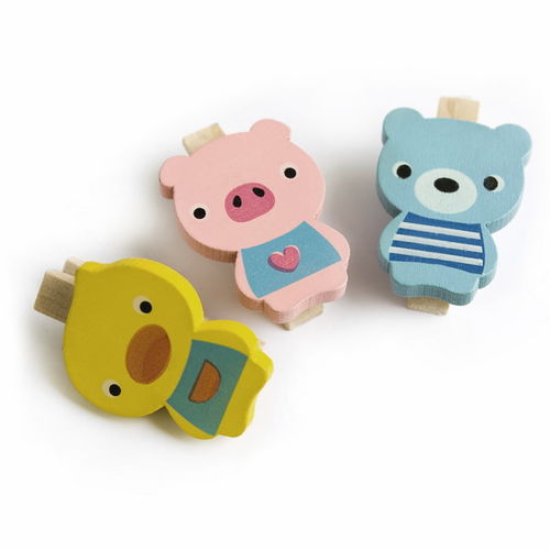[Smile Animals-B] - Wooden Clips / Wooden Clamps / Mini Clips