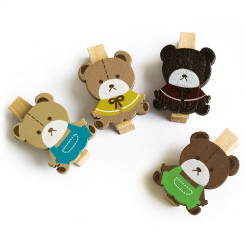 [Lovely Bear] - Wooden Clips / Wooden Clamps / Mini Clips