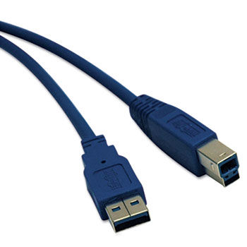 USB 3.0 Device Cable, A/B, 10 ft., Blue