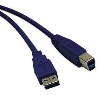 USB 3.0 Device Cable, A/B, 15 ft., Blue