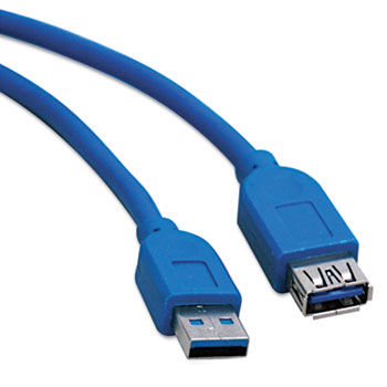 USB 3.0 Extension Cable, A/A, 10 ft., Blue