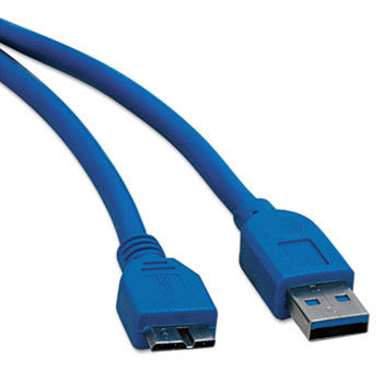 USB 3.0 Device Cable, A/BMicro, 6 ft., Blue