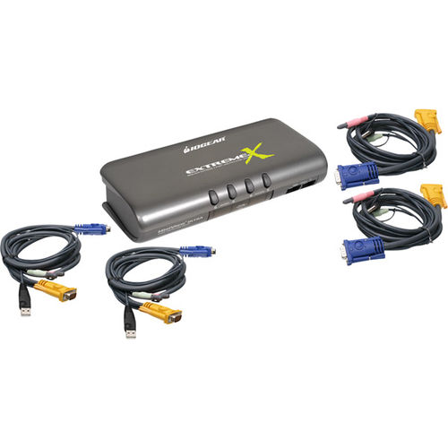 4-Port MiniView Extreme Multimedia KVMP Switch and Cables