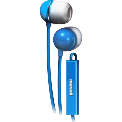 Earbud with In-Line Microphone and Remote for Mobile Phones-Blue