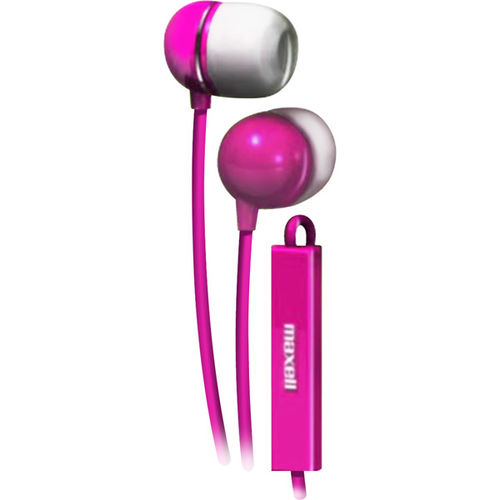 Earbud with In-Line Microphone and Remote for Mobile Phones-Pink