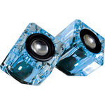 Blue LED Ice Crystal Clear Compact Speakers for Portable 3.5mm Devices