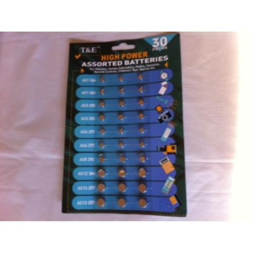 30pk Assorted Button Batteries Case Pack 100