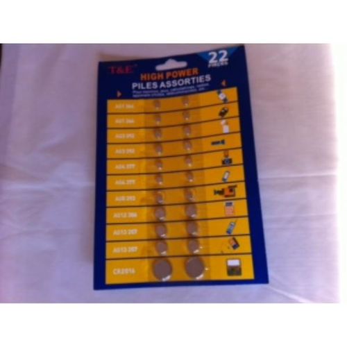 22pc Assorted Button Batteries Case Pack 100
