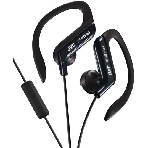 JVC HAEBR80B Sport-Clip In-Ear Ear-Clip Headphones with Microphone & Remote (Black)