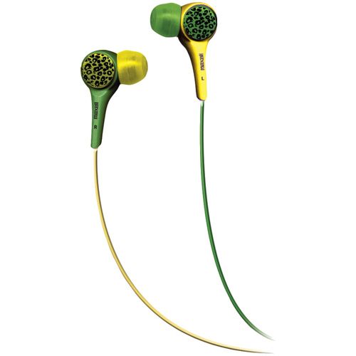 MAXELL 190341 - WTGRN/YEL Wild Things Flip Earbuds (Green & Yellow Leopard)