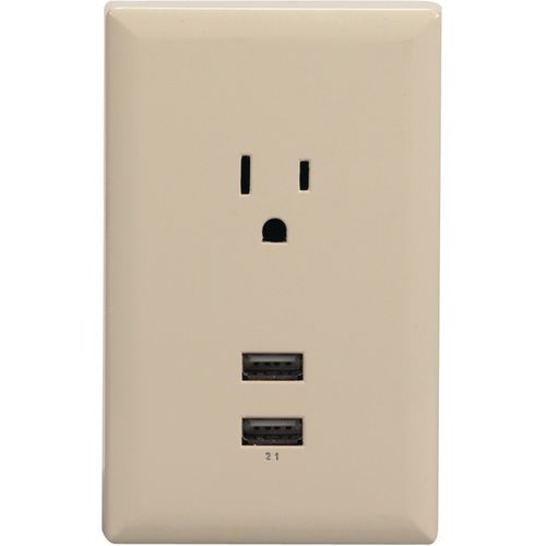 RCA WP2UAR Wall Plate with 2 USB Outlets (Almond)