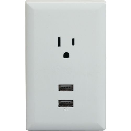 RCA WP2UWR Wall Plate with 2 USB Outlets (White)