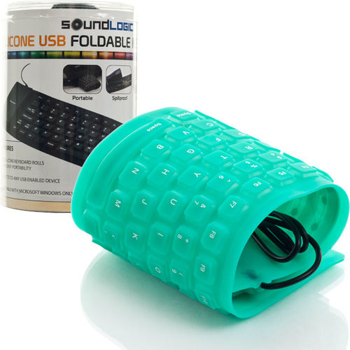 Roll-up Portable USB Keyboard - Green - Waterproof