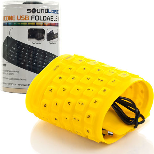 Roll-up Portable USB Keyboard - Yellow - Waterproof