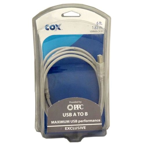 Cox 6 Foot High Speed A To B 2.0 USB Printer Cable Case Pack 12