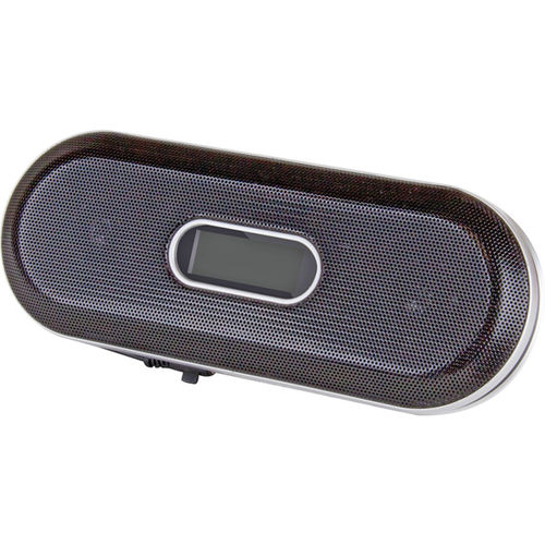 Red Travel Speaker with FM Radio for Portable 3.5mm Devices