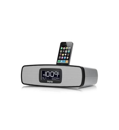 Dual alarm clock radio for iPhone-silver