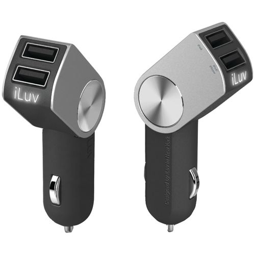 ILUV iAD610BLK DualPin(TM) Dual iPad(R)/iPhone(R)/iPod(R) USB Car Charger