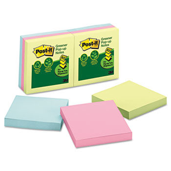 Recycled Pop-Up Notes Refill, 3 x 3, Sunwashed Pier, 6 100-Sheet Pads