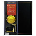 Certificate Jacket, Black w/Gold Border, 88 lbs., 9-1/2 x 12, 5/Pack