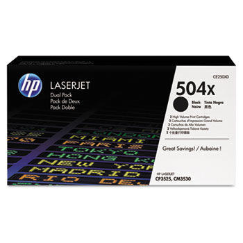 CE250XD High-Yield Toner, 10,500 Page-Yield, Black, 2/Pk
