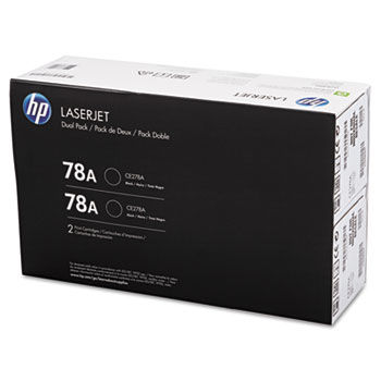 CE278D (HP 78A) Toner Cartridge, 2,100 Page-Yield, Black, 2/Pk