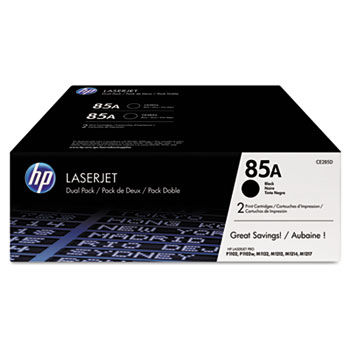 CE285D (HP 85A) Toner Cartridge, 1,600 Page-Yield, Black,2/Pk