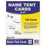 Scored Tent Cards, White Cardstock, 2 x 3 1/2, 4/sheet, 40 sheets/BX