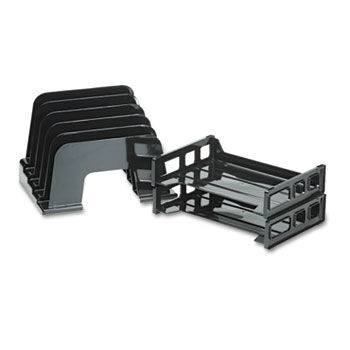 Incline Sorter, 2 Trays, 5-Compartments, Plastic, 9.12w x 13.5d x 14h, Black