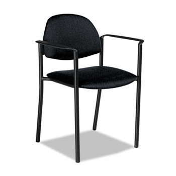Comet Series Stacking Arm Chair, Black Polypropylene Fabric, 3/Carton