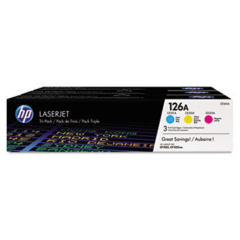 CF341A (HP 126A) Toner Cartridge, 1000 Page-Yield, Cyan; Magenta; Yellow, 3/Pk
