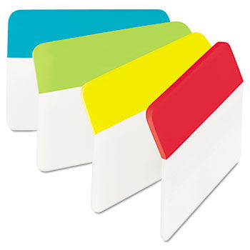 Hanging File Tabs, 2 x 1 1/2, Solid, Angled, Assorted Primary, 24/PK