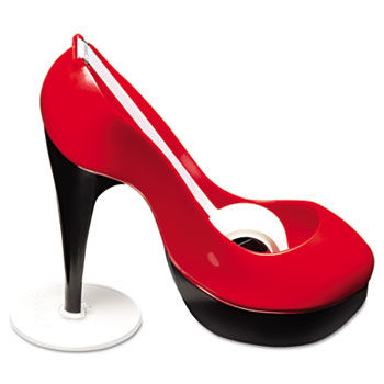 Shoe Tape Dispenser, Two-Tone Red/Black, with 3/4 x 350 Roll Magic Tape