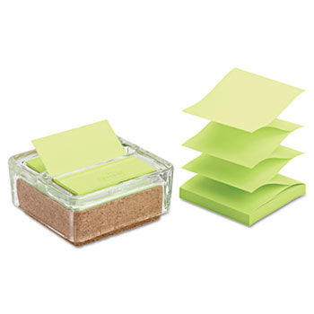 Glass & Cork Pop-Up Note Dispenser, Clear, with 50-Sheet Greener Note Pad