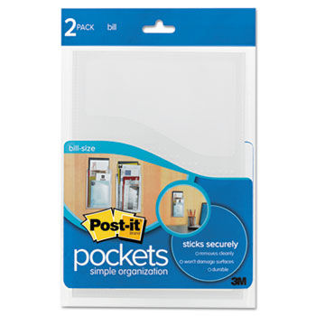Self-Stick Wall Pockets, 5 3/8 x 7 7/8, Clear Dots, 2 per Pack